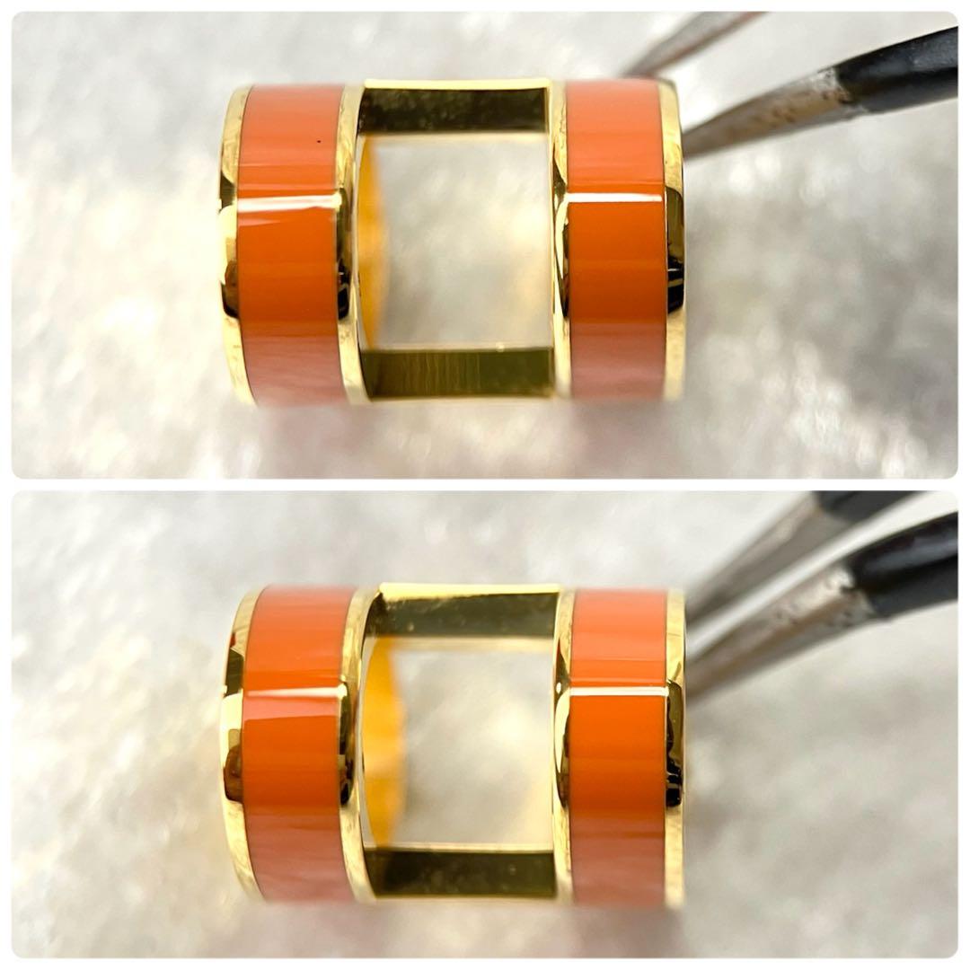 エルメス ポップアッシュ Hモチーフ ペンダントトップ オレンジ × ゴールド