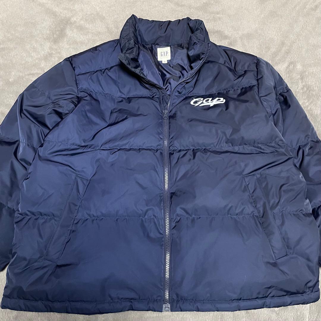 ☆美品☆Gap ネイビー ダウンジャケット ロゴ入り　XL