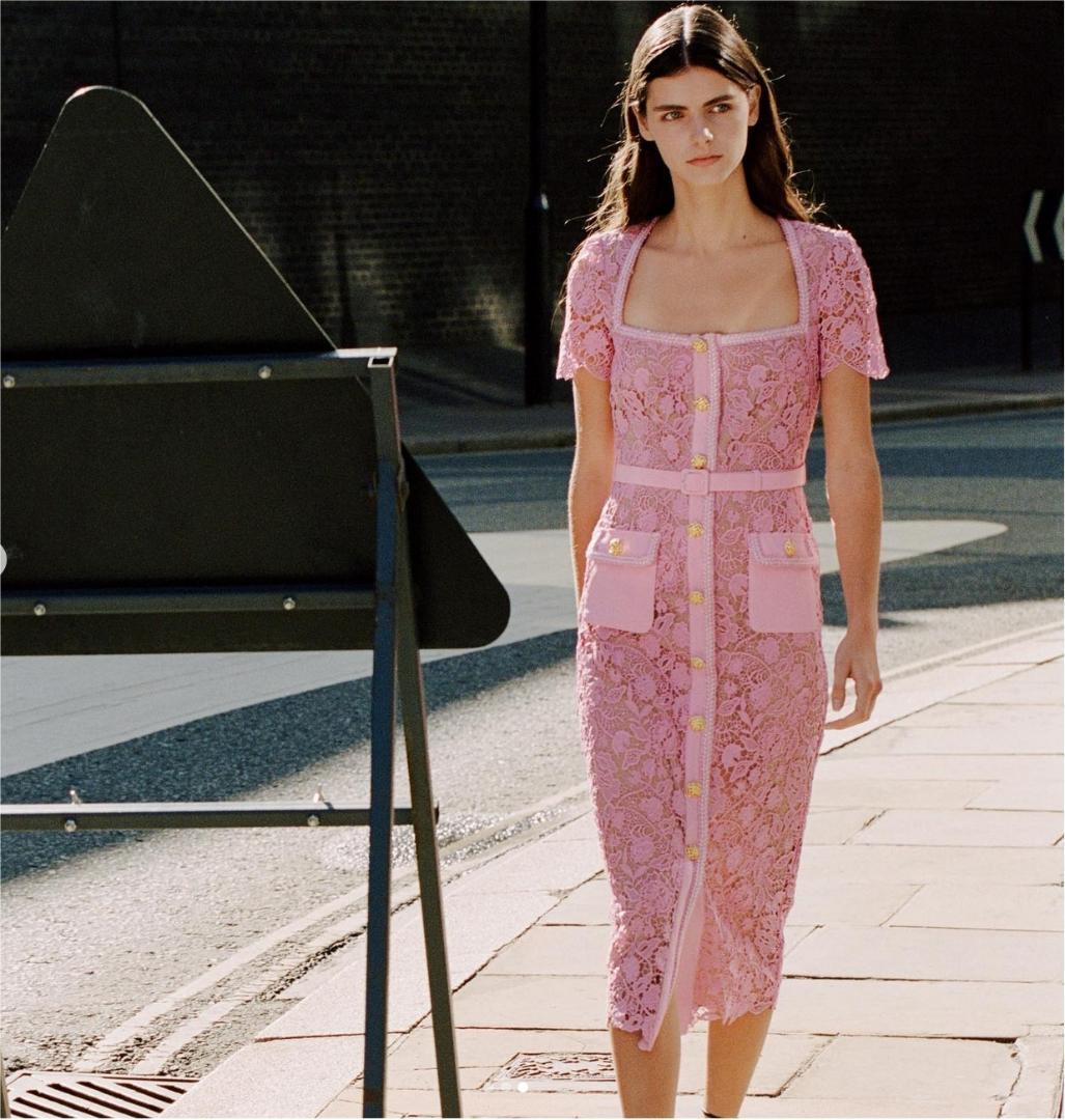 J*#様 セルフポートレイト ワンピース レース ピンク UK12 未使用 Gu