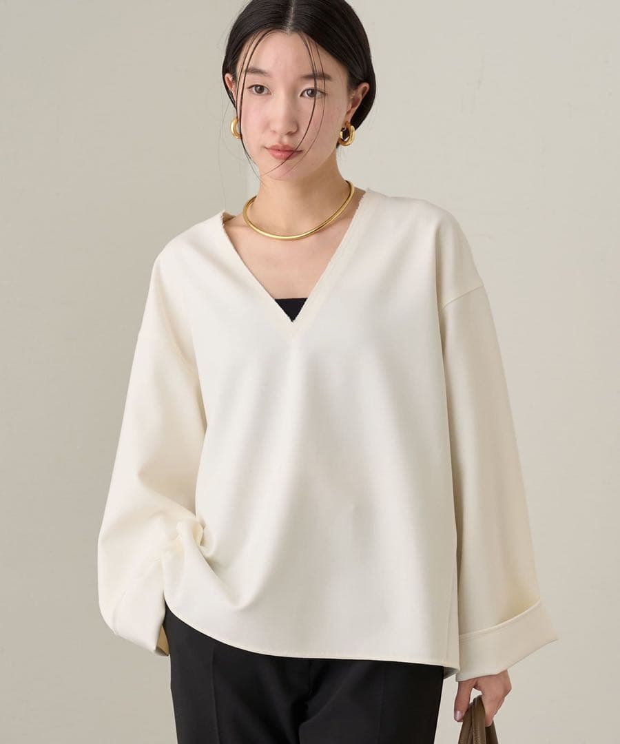 LOUNGEDRESS(ラウンジドレス) ダブルクロスVブラウス　オフホワイト
