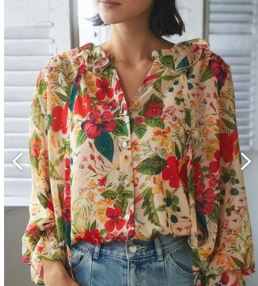 グレースコンチネンタル　ボタニカルボウタイブラウス　36