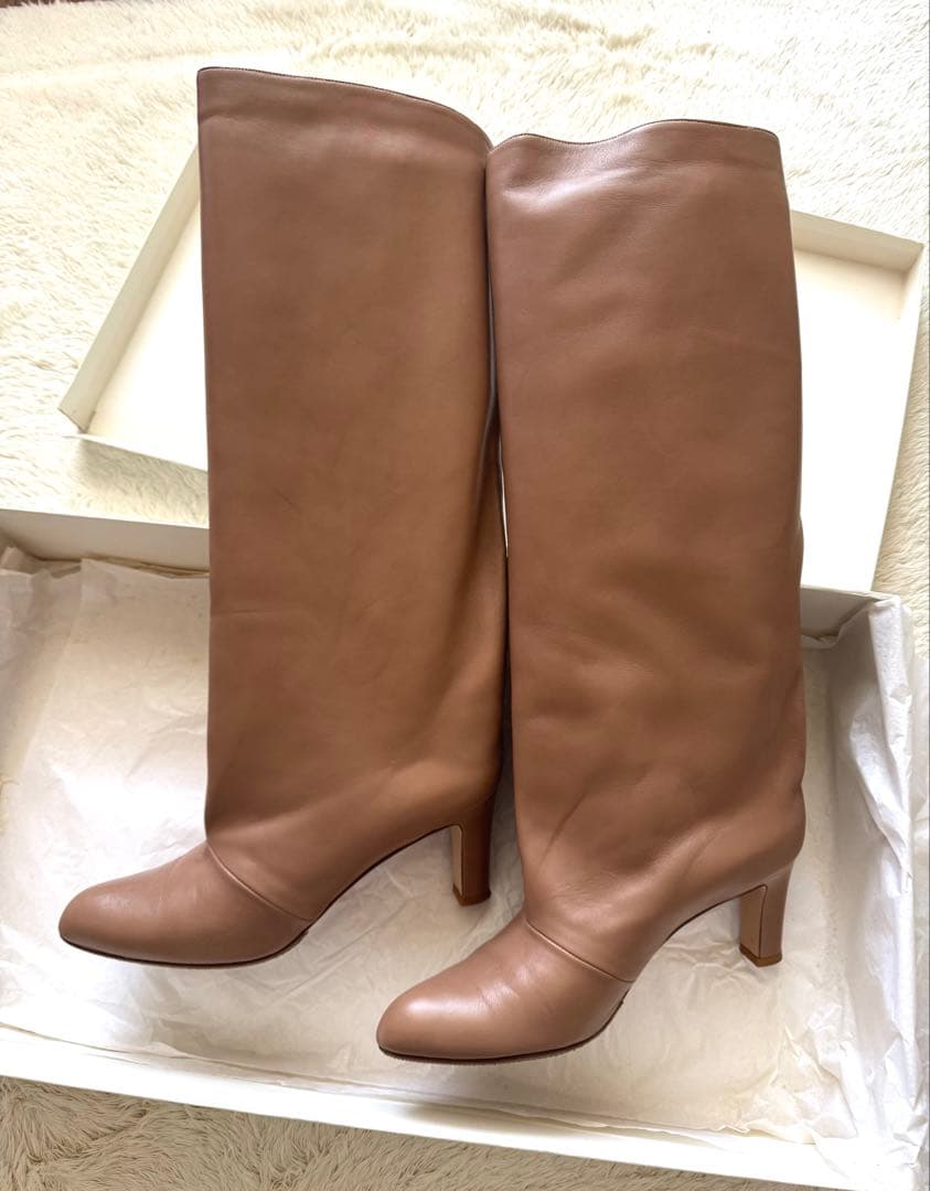 NEBULONI E レザーロングブーツ★ベージュ38 美品