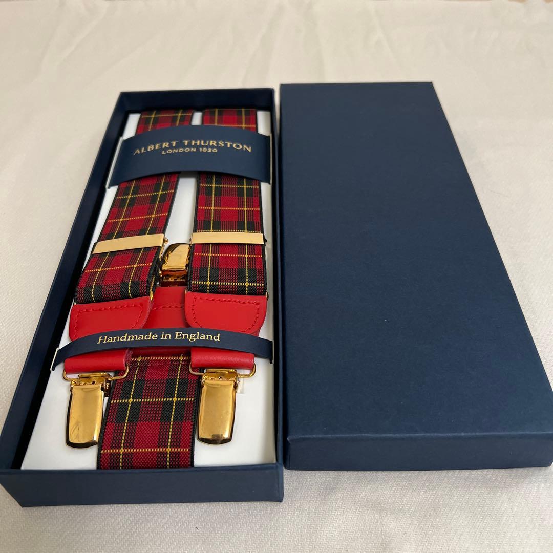 アルバートサーストン サスペンダー Sサイズ 赤チェック柄