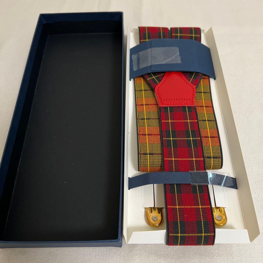 アルバートサーストン サスペンダー Sサイズ 赤チェック柄