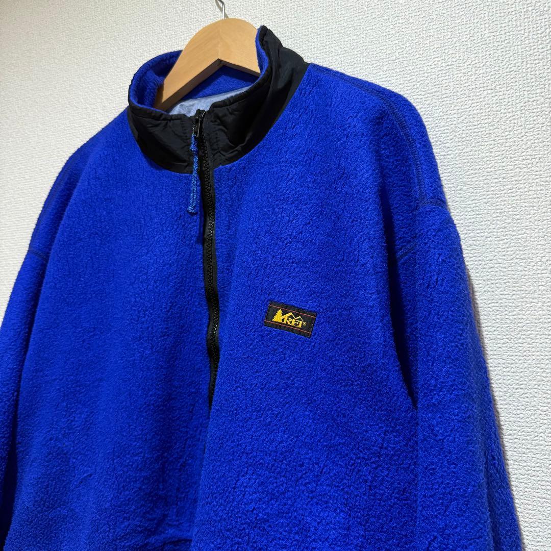 80's REI フリースジャケット ハーフジップ 青 プルオーバー L