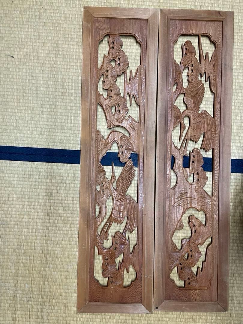 欄間 彫刻 縁起物 木彫り 伝統工芸 時代建具 古民家　建具 いっしゃん