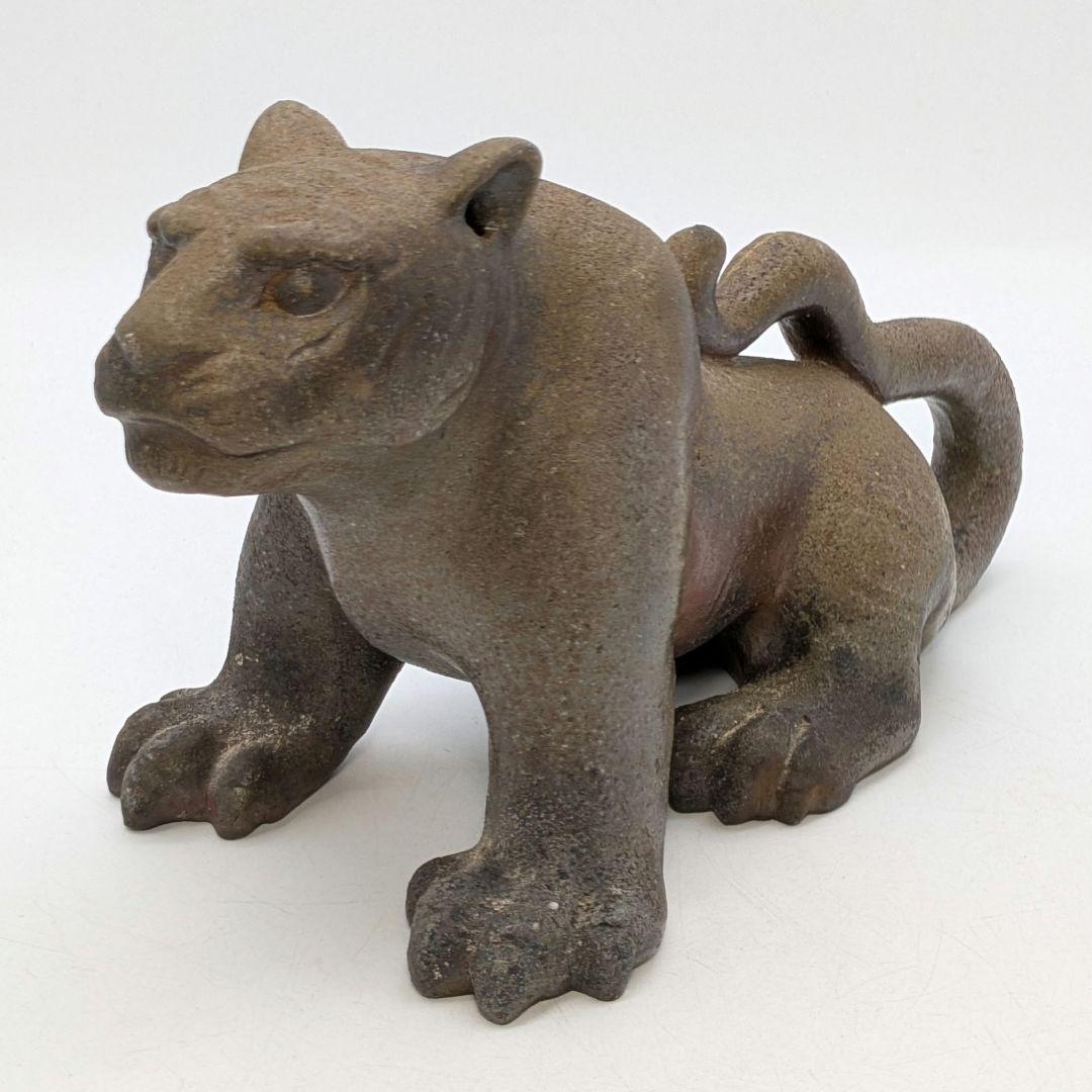 岡山県重要無形文化財 浦上善次 備前焼 寅 共箱共布栞 虎 トラ 干支置物 陶彫