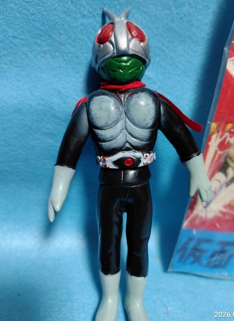 昭和レトロ当時物 旧バンダイ 仮面ライダー 面取れマスク取れ カスタムソフビミニ