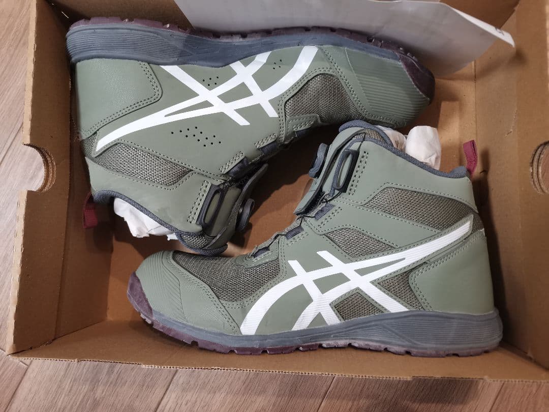 ASICS ハイカット安全靴 グレー/オリーブ