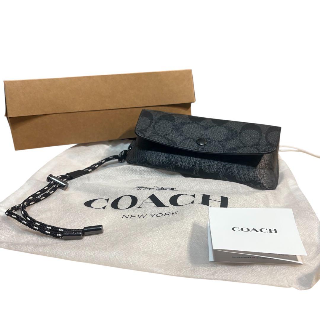 新品級 coach コーチ　サングラスケース　シグネチャー柄　黒　BLACK