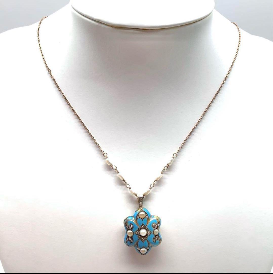 ヨーロッパアンティーク◆ヴィクトリアン シードパール 七宝 ペンダントトップ