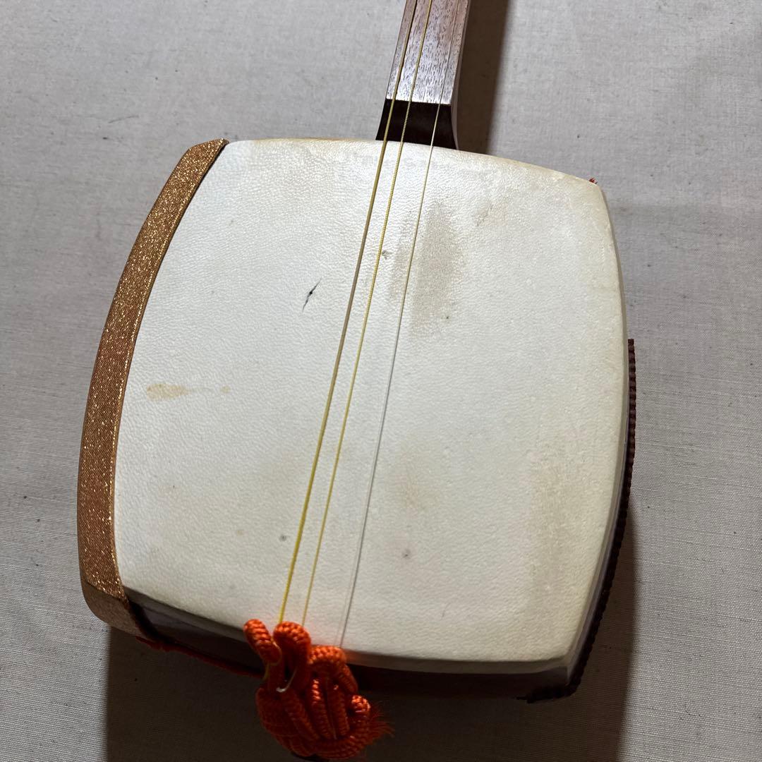 津軽三味線 和楽器 本体のみ 本革 着物ソフトケース ビンテージ