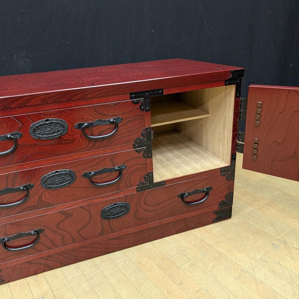 青木産業　欅　ケヤキ　民芸箪笥　箪笥　チェスト　ローチェスト　引き出し　ドロワー