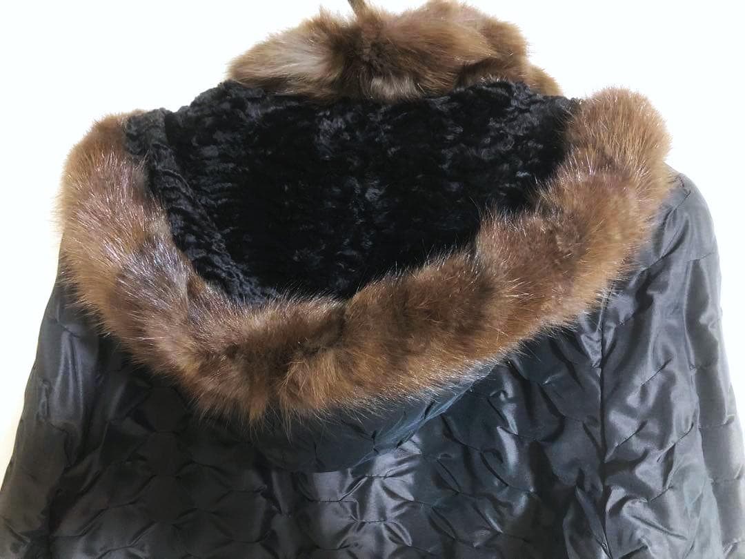 ウィーゼル セーブル シルク☆フード付き リバーシブル コート （株）北川☆１１