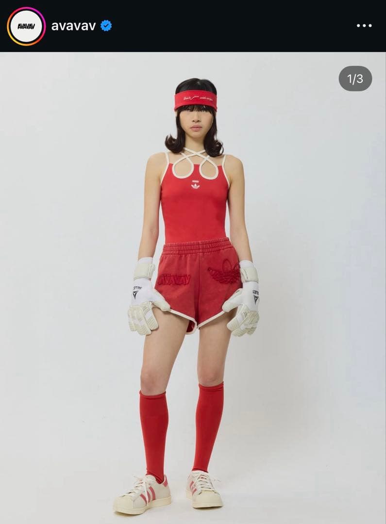 avavav adidas コラボ　クロストップ　赤　キャミソール