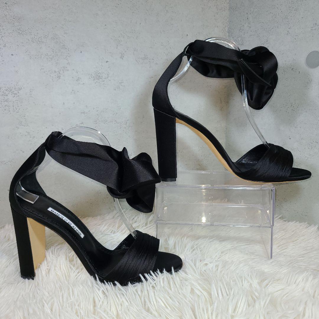 【MANLO BLAHNIK】MISAM　サテンリボン　ハイヒールサンダル