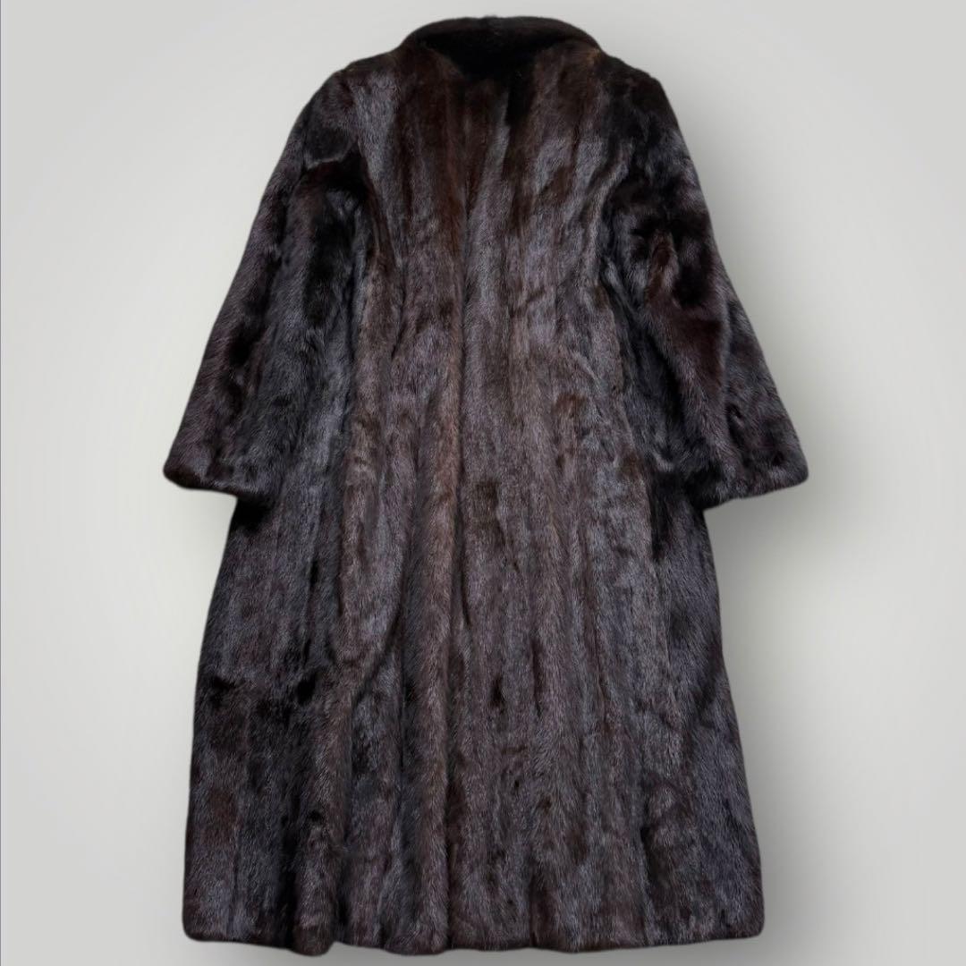 着丈114 ミンク MINK ロングコート Aライン 毛艶 ブラウン