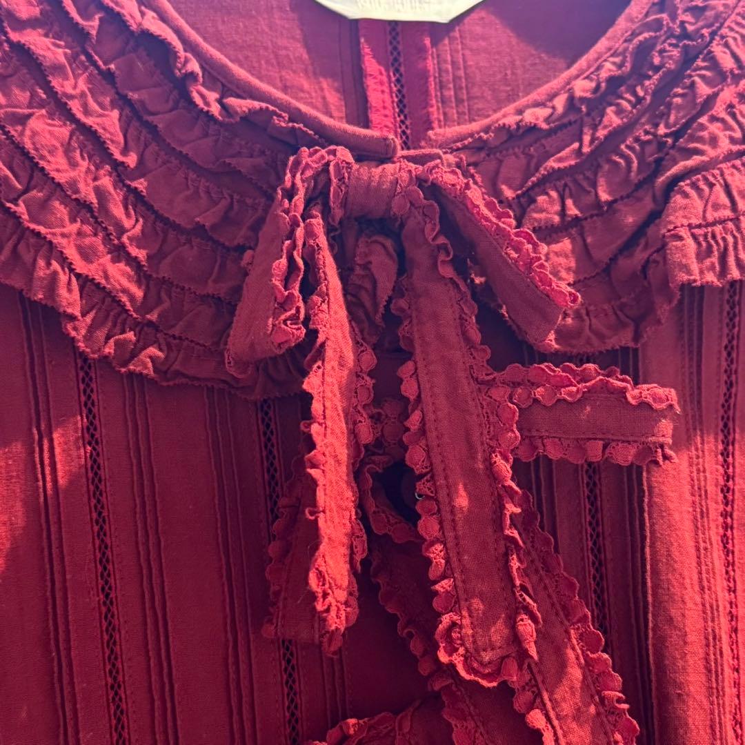 ピンクハウス　 PINK HOUSE 長袖　フリルブラウス　 赤