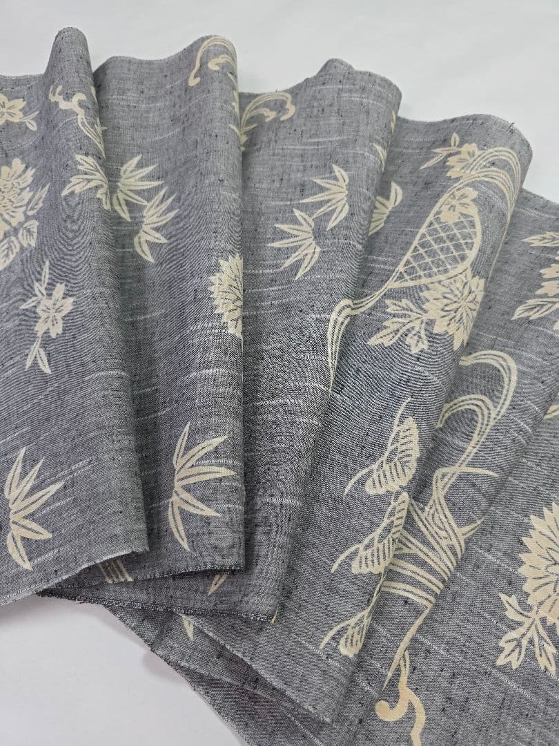竺仙 新品 未使用品 浴衣 反物 本染 注染 型染 綿紬 グレー
