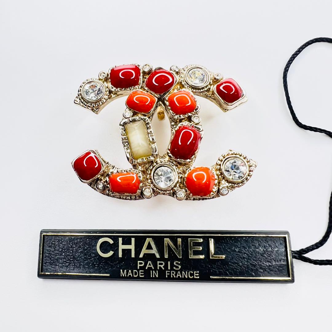 CHANEL ココマーク ビジュー ゴールド ブローチ コサージュ.
