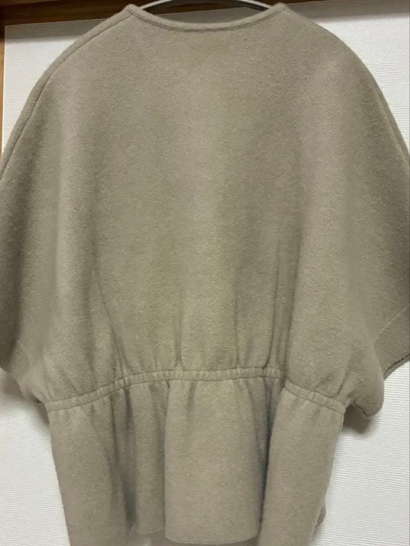 ballsey ダブルフェイスフォックス ウエストギャザーカーディガン ベージュ