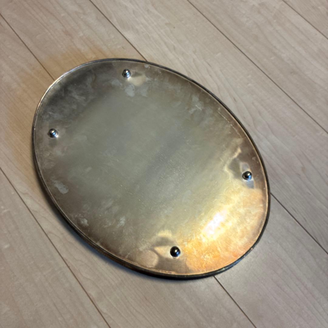 英国王室御用達アーサープライス シルバープレート エッチング模様の楕円形トレイ