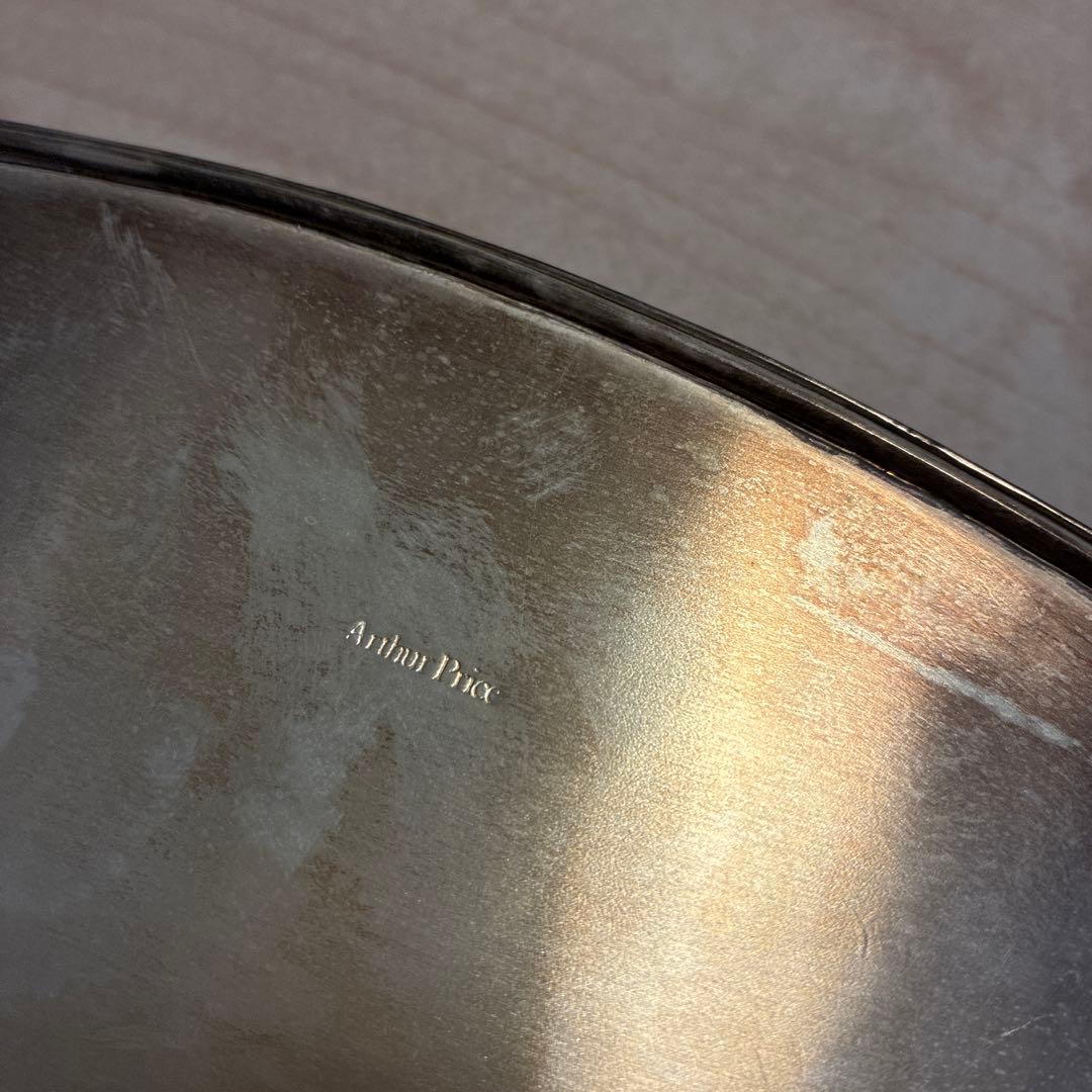 英国王室御用達アーサープライス シルバープレート エッチング模様の楕円形トレイ