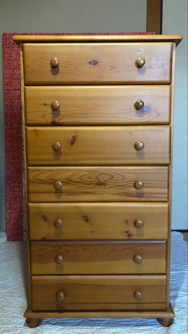 カントリー調　木製7段チェスト