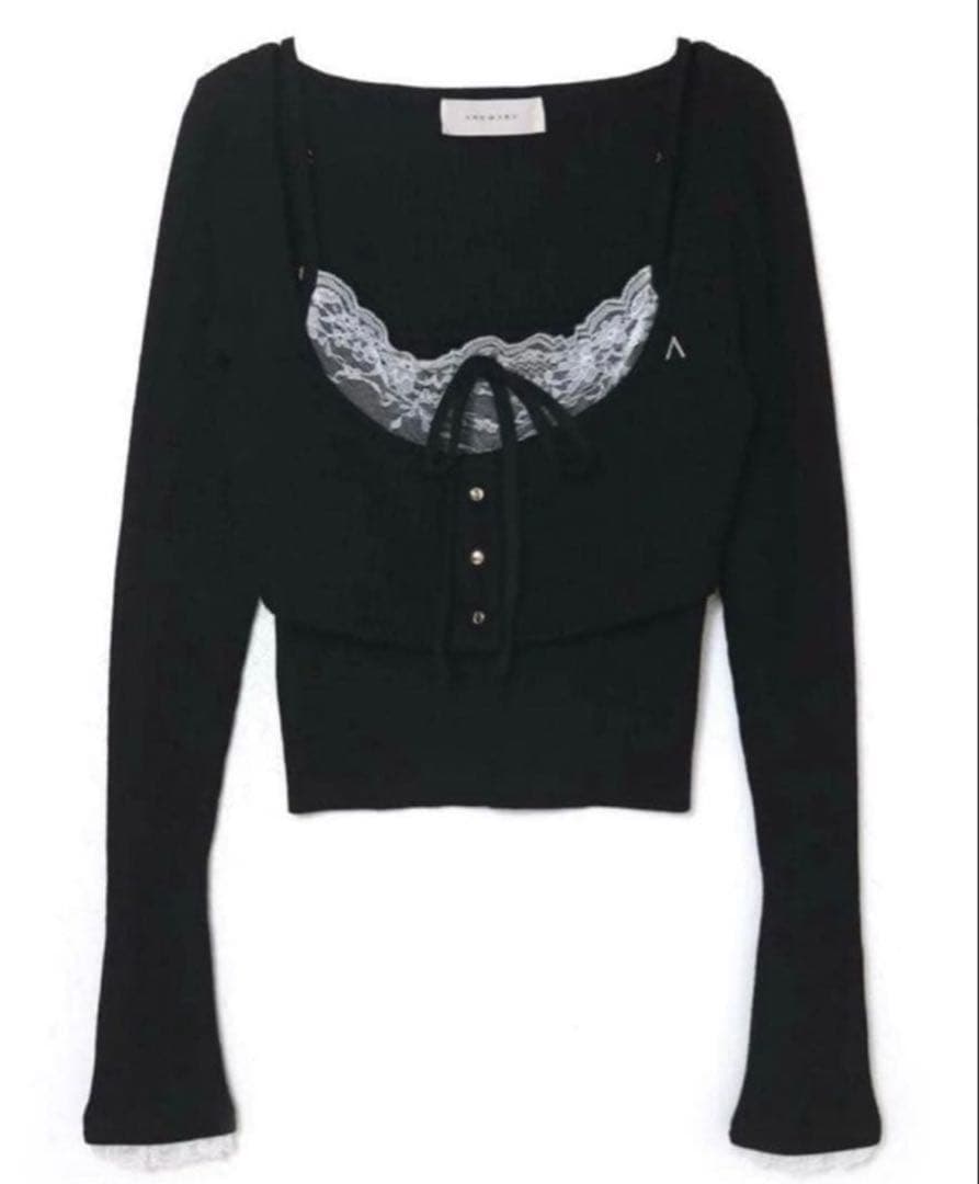 トップス Andmary Brenda lace knit set black