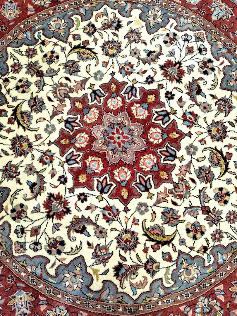 【ヴィンテージウールカーペット】円形　ハンドノット　パキスタン絨毯　未使用一級品