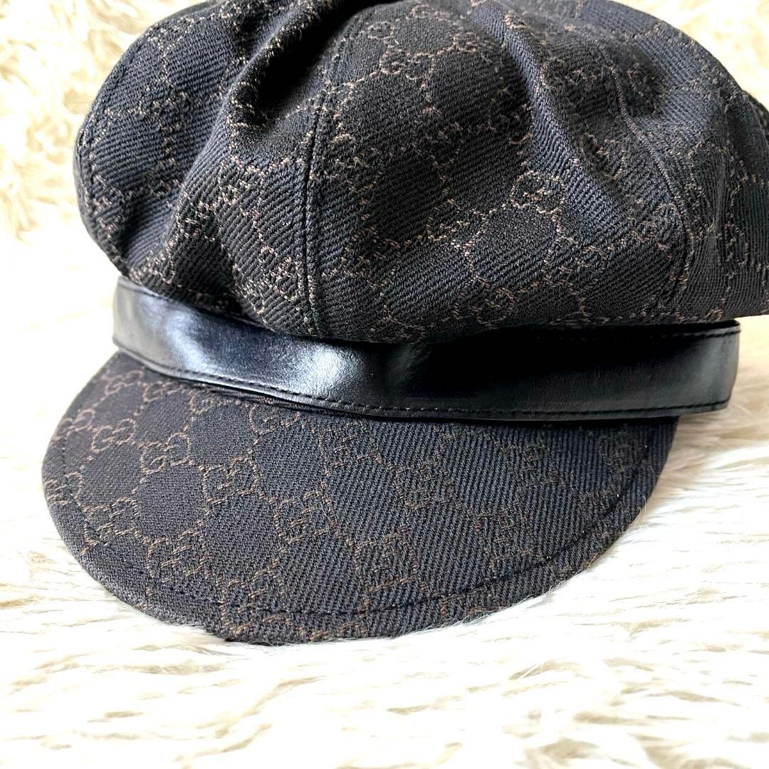 グッチ キャスケット GG柄 帽子 XL ブラック ブラウン イタリア　正規品