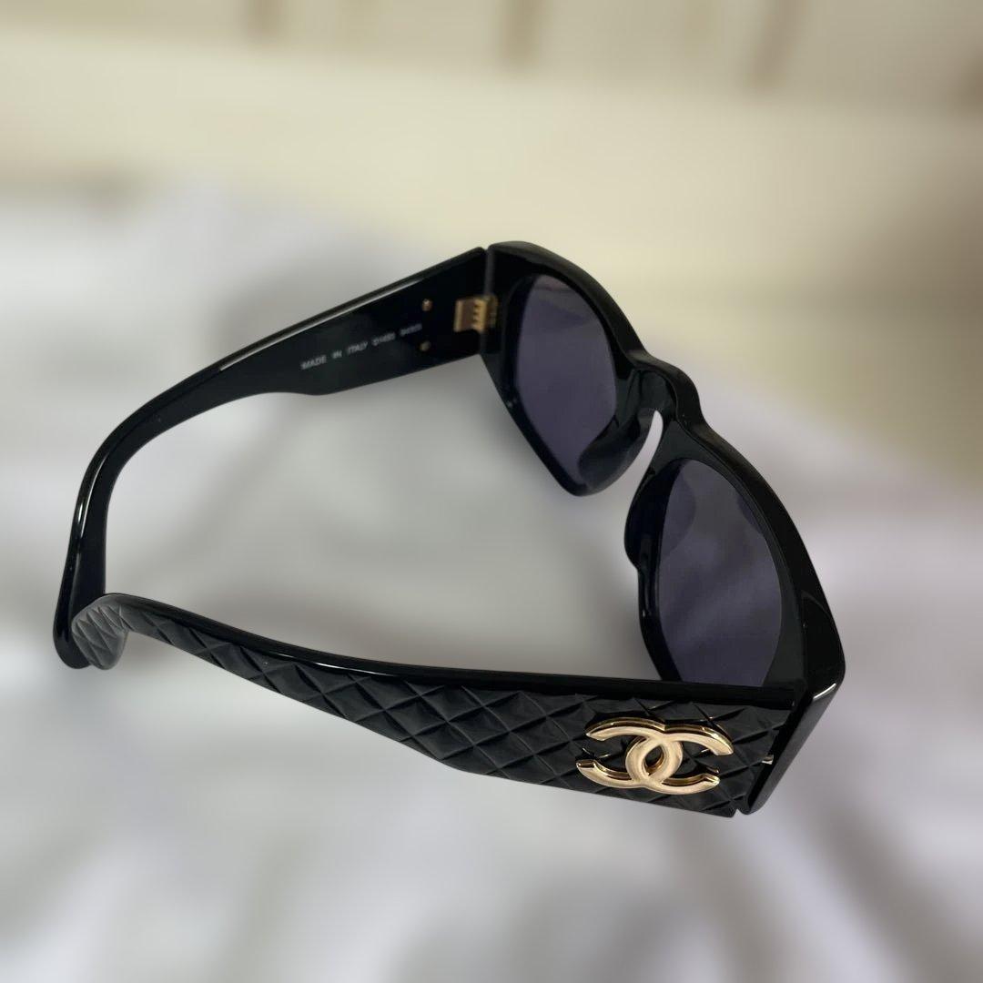 希少 CHANEL シャネル サングラス マトラッセ ココマーク 01450 黒