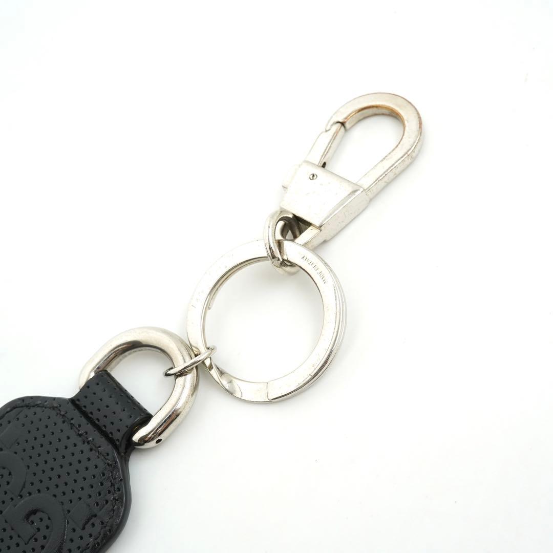 ✨極美品✨　グッチ　キーホルダー　バックチャーム　ジャンボGG シマ　レザー　黒