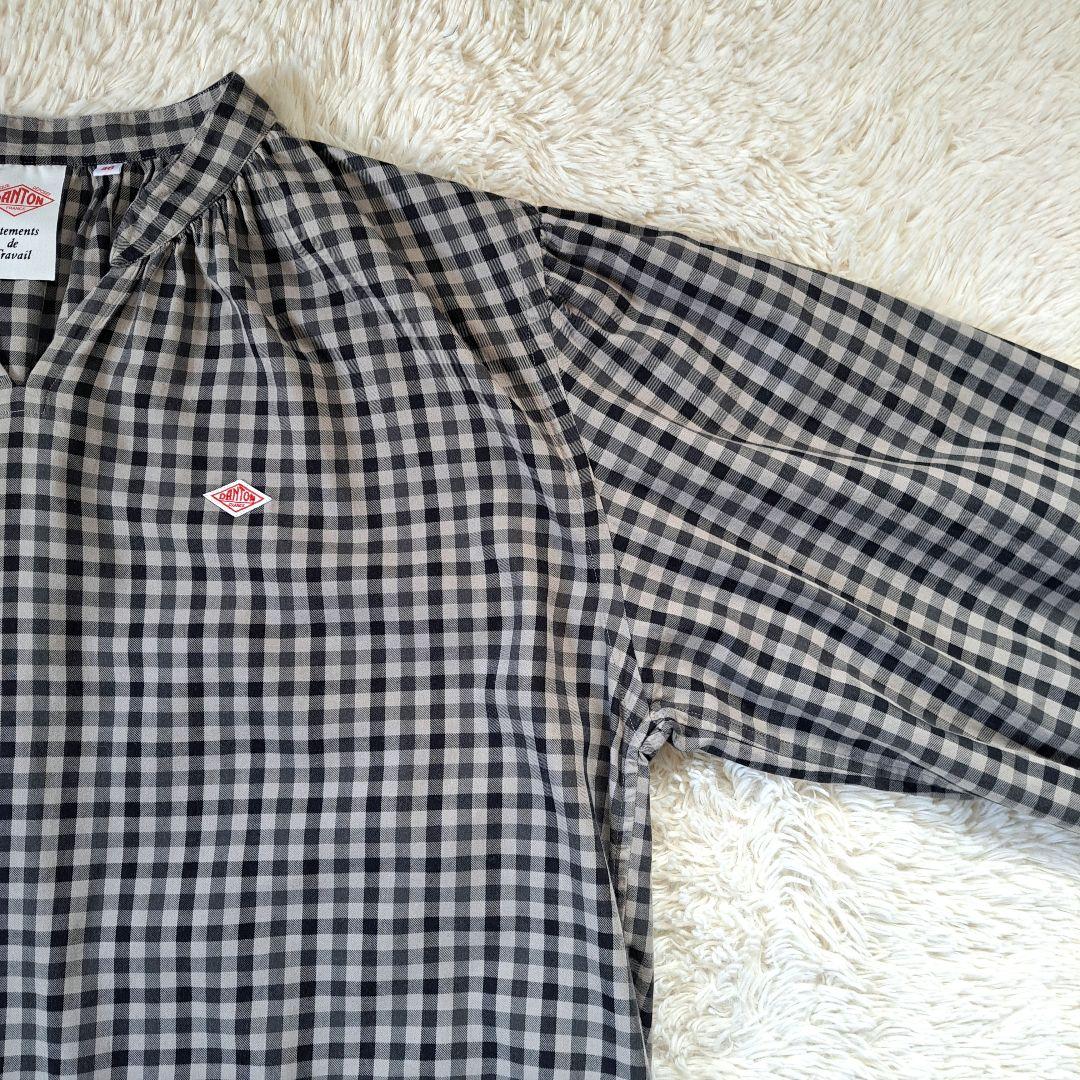 ダントン 2023 キーネック ギャザー ロングチェックワンピース ゆったり