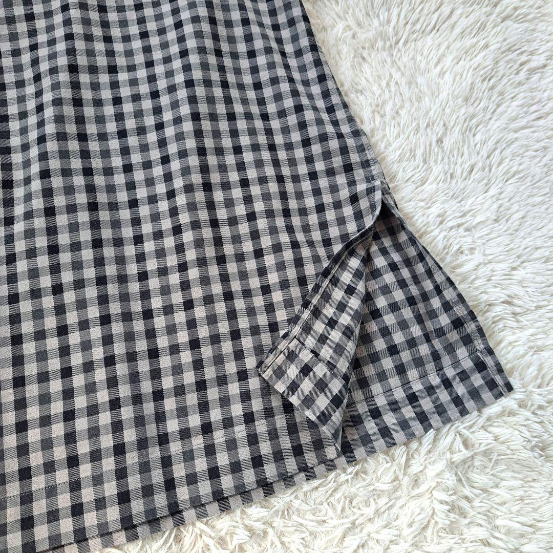 ダントン 2023 キーネック ギャザー ロングチェックワンピース ゆったり