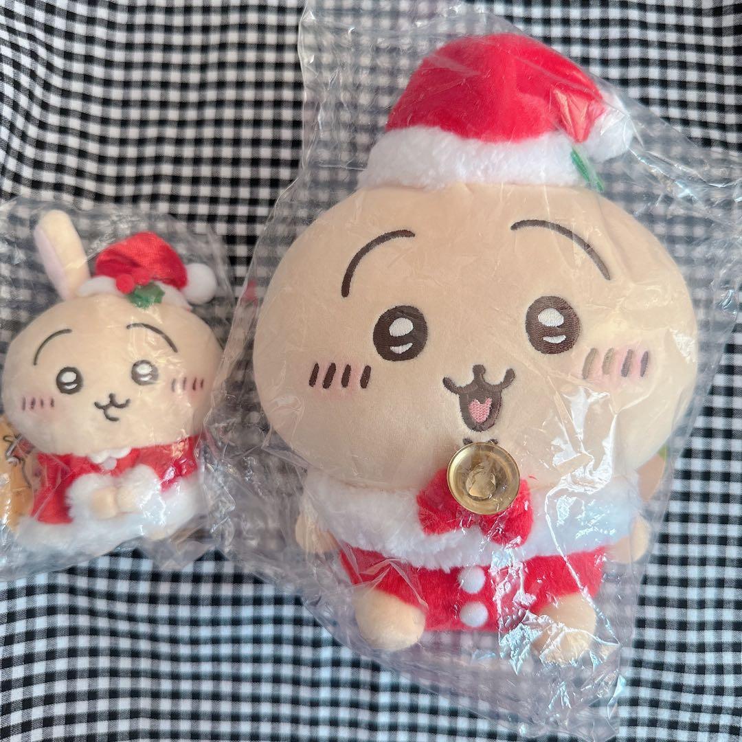 【お顔厳選】ちいかわ サンタさんだ！持ちますマスコット うさぎ　ぬいぐるみセット