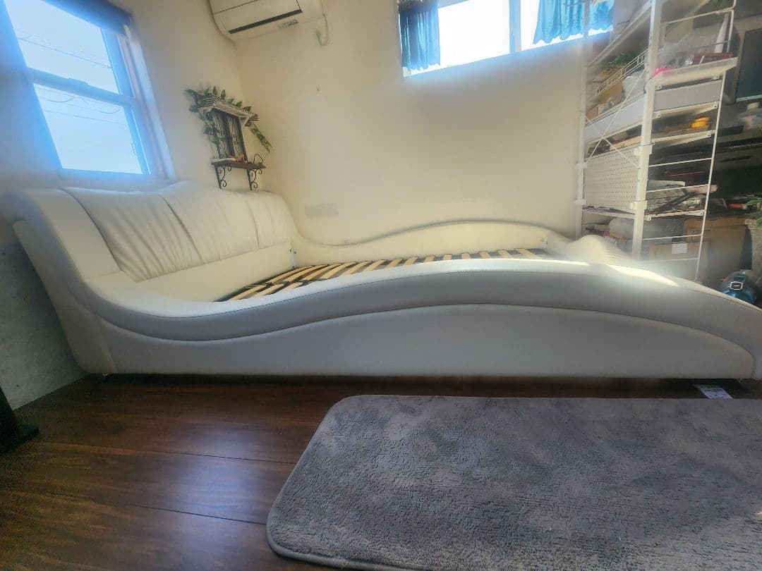 流線型 モダン ダブルベッド