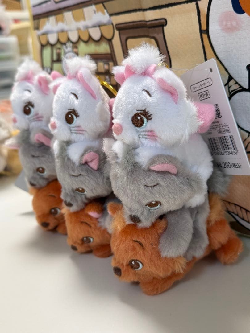 おしゃれキャット マリー、ベルリオーズ、トゥルーズ ぬいぐるみキーホルダー3点