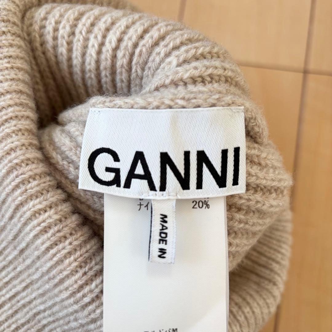GANNI タグあり ベージュ リブ ニット帽 ガニー