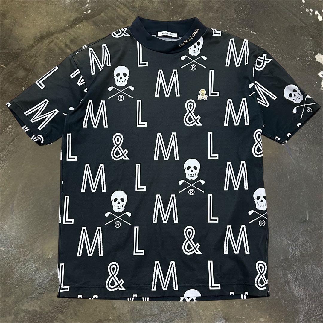★MARK＆LONA モックネックシャツ スカルシャツ ゴルフ 46 ブラック
