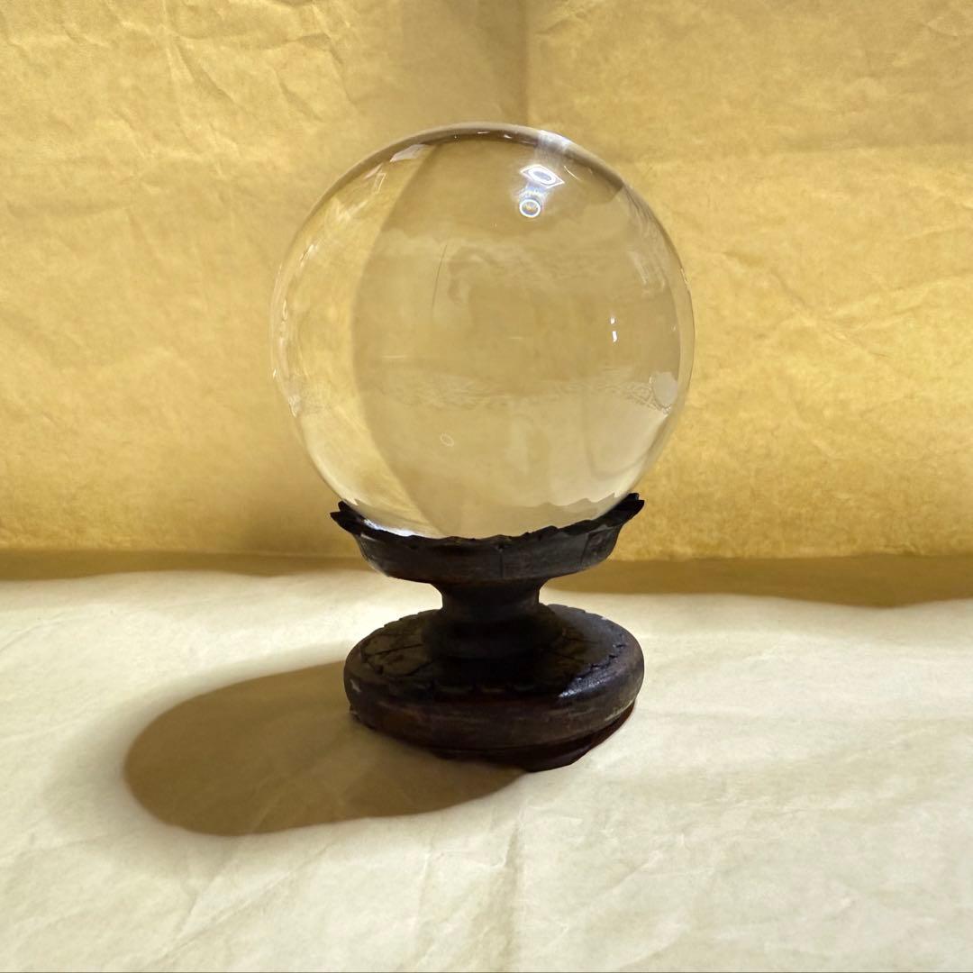 中国骨董品 水晶丸玉 熔炼　箱付き