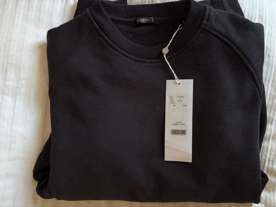 【26SS 新品】COMOLI コットン裏毛 クルーネック ブラック