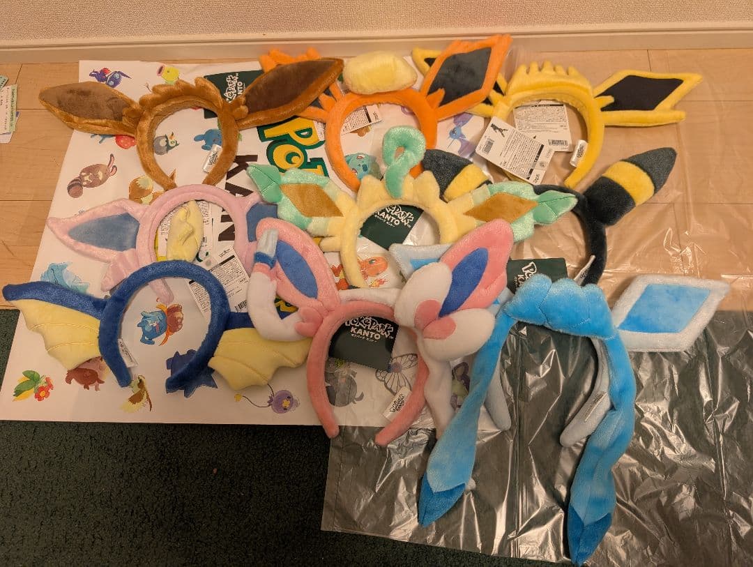 ポケパークカントー　KANTO　ピンバッジ　ブイズ全種　カチューシャ