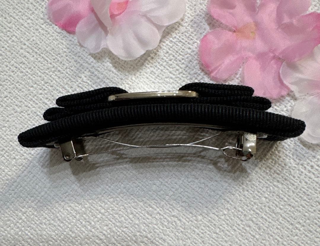 Ferragamo フェラガモ リボンヘアバレッタ (ブラック×シルバー)