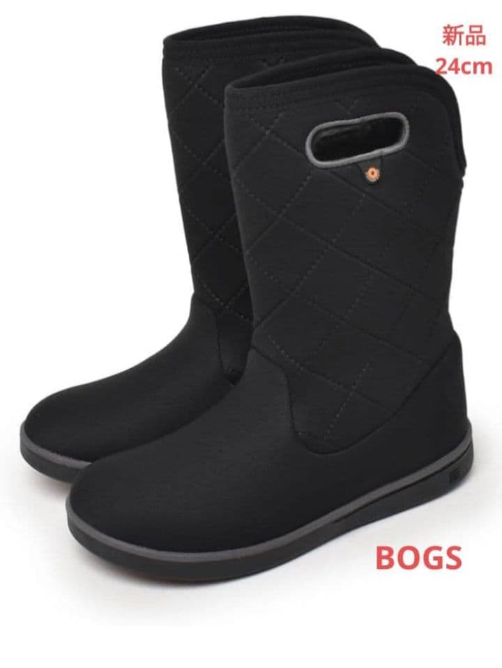 新品 BOGS 防水キルティングロングブーツ 24cm ブラック