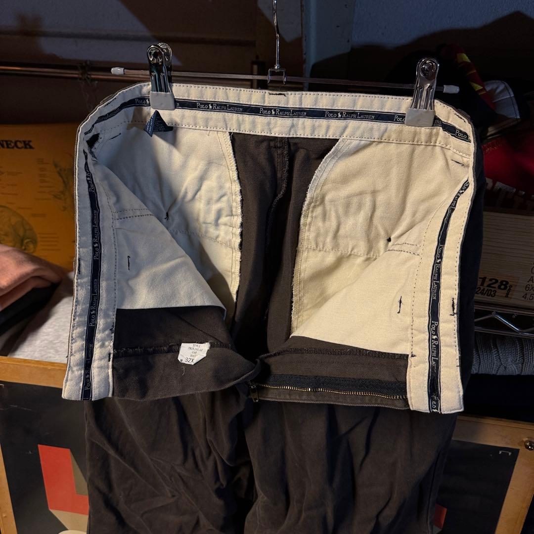 希少 90s ラルフローレン 2タック 人気カラー 茶 フェード