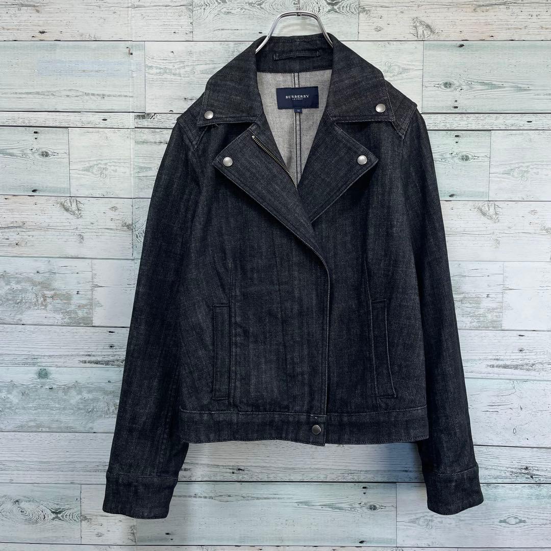 ☆大きいサイズ・3L☆バーバリーロンドン　デニムライダースジャケット　チェック柄