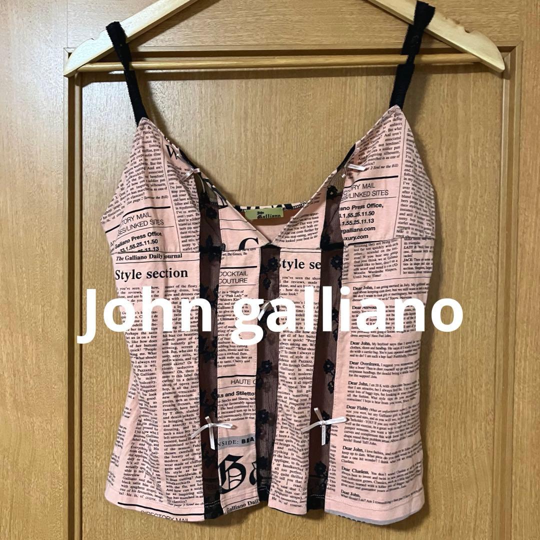 【素敵なデザイン❗️】00's John galliano 新聞紙柄 キャミソール