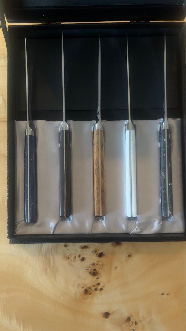 高村刃物異なるデザインの5本×2セットの10本セットステンレス刃と木製ハンドル。