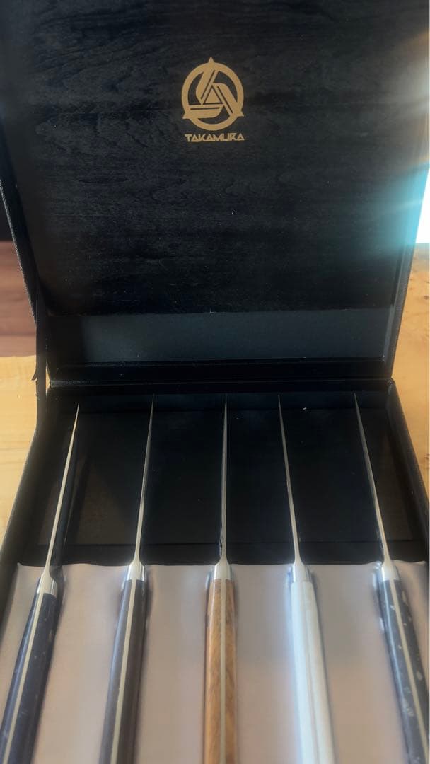 高村刃物異なるデザインの5本×2セットの10本セットステンレス刃と木製ハンドル。